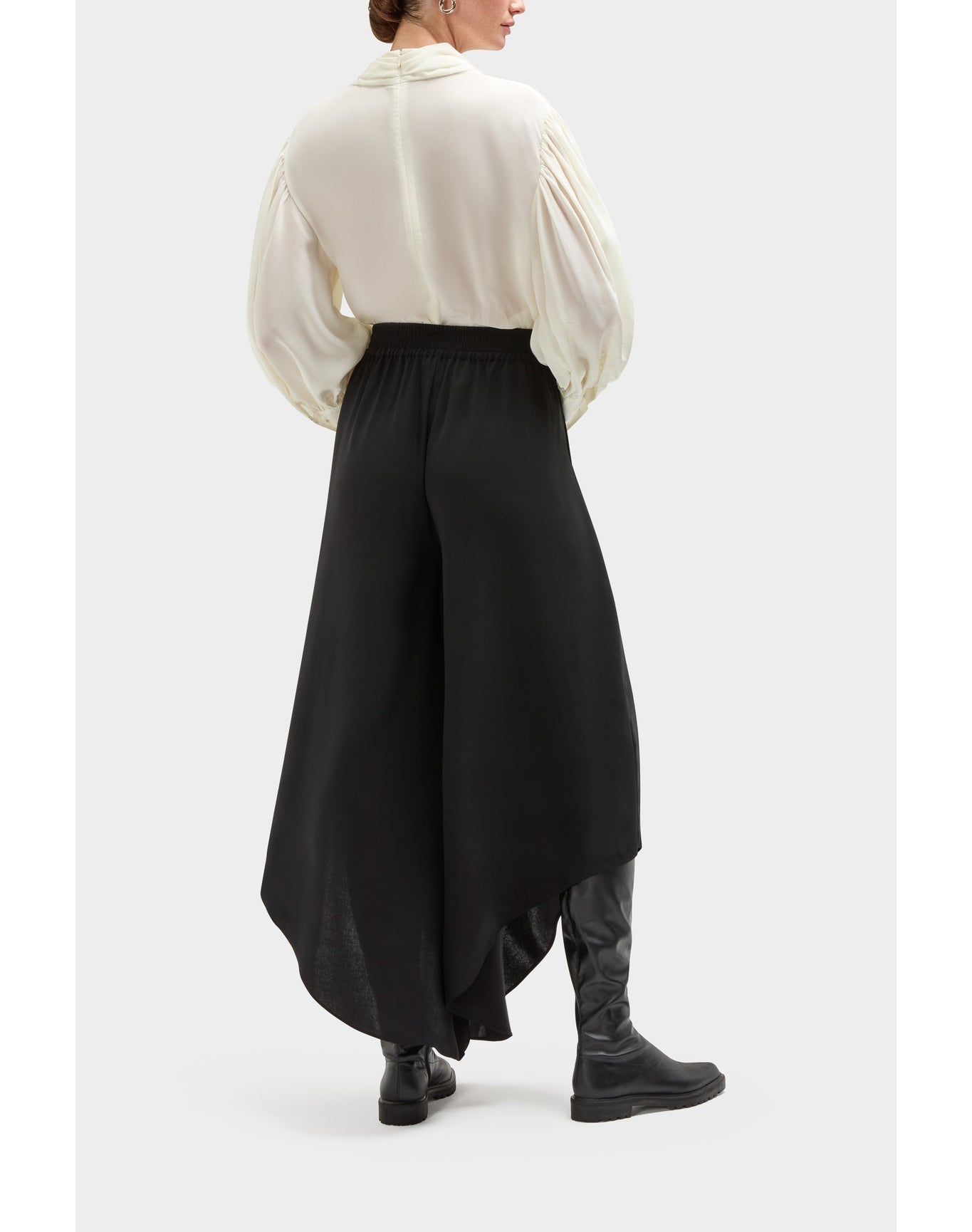 Margot Silk Asymmetrical Palazzo Pant | Black