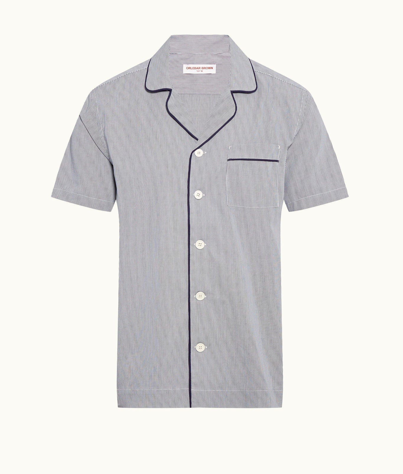 Marne Relaxed Fit Cotton Lounge Shirt | Navy/White Stripe