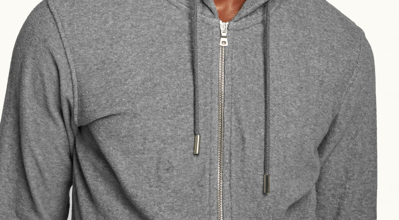 Mathers Binding Classic Fit Zip-Thru Hooded Sweatshirt | Piranha Grey Marl