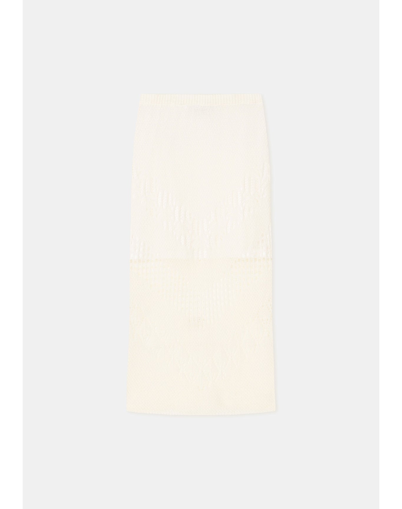 Maud | Lace Knit Midi Skirt | White