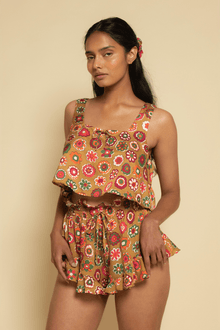 Square Neck Crop Top | Mazzy Floral