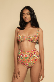 Added Coverage High Rise Bikini Bottom | Mazzy Floral
