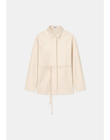 Melville | Belted Leather Shirt | Buttermilk