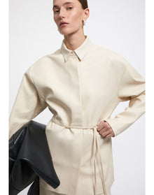 Melville | Belted Leather Shirt | Buttermilk