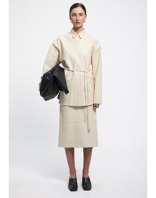 Melville | Belted Leather Shirt | Buttermilk