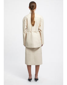 Melville | Belted Leather Shirt | Buttermilk