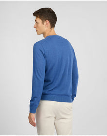 Men | Extra Fine Merino Wool Crewneck Sweater | Cobalt Blue Melange