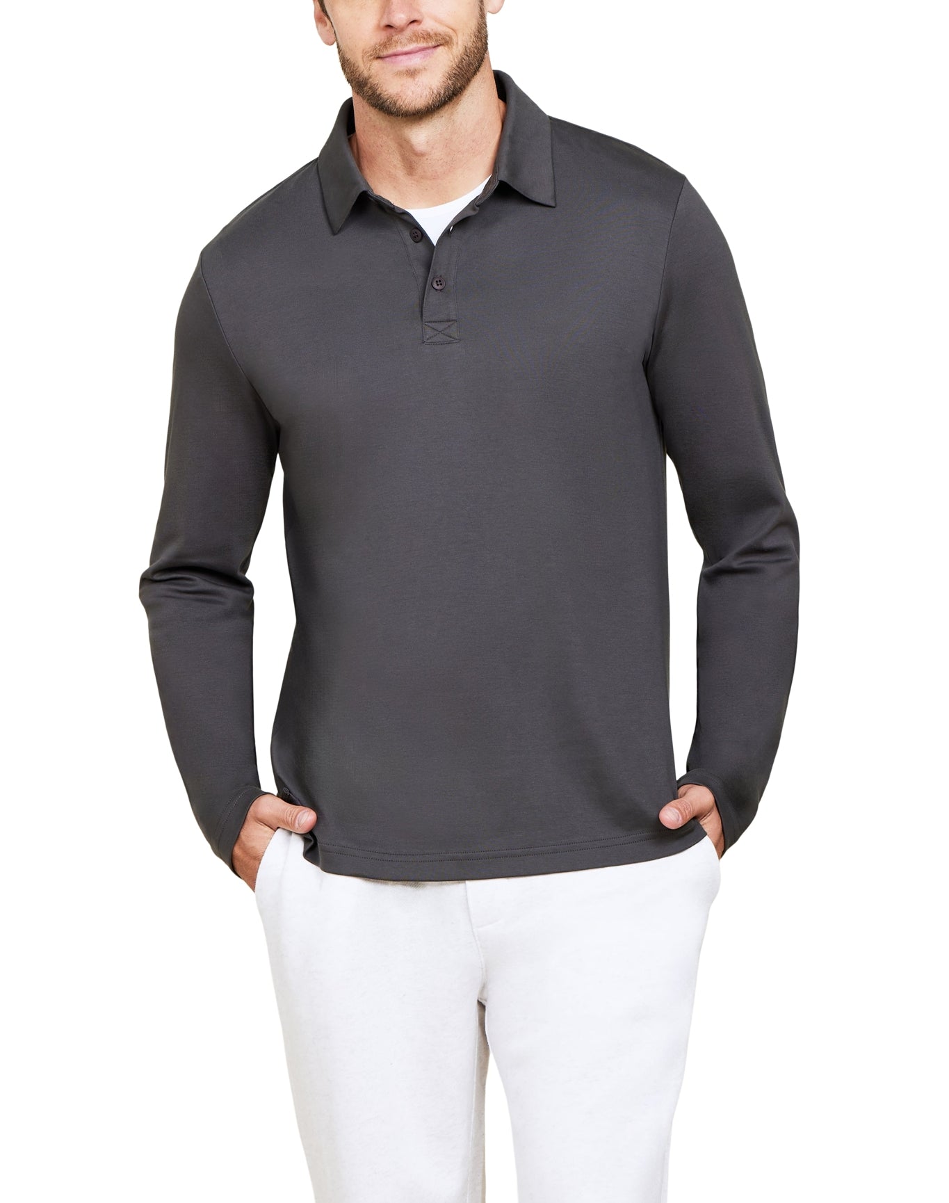 Men | MC Pima Long Sleeve Polo | Carbon