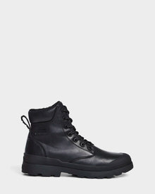 The Rudsak ARTUR - M223501 Black is a black mid-calf lace-up boot with a rugged rubber sole, pull tab, and 