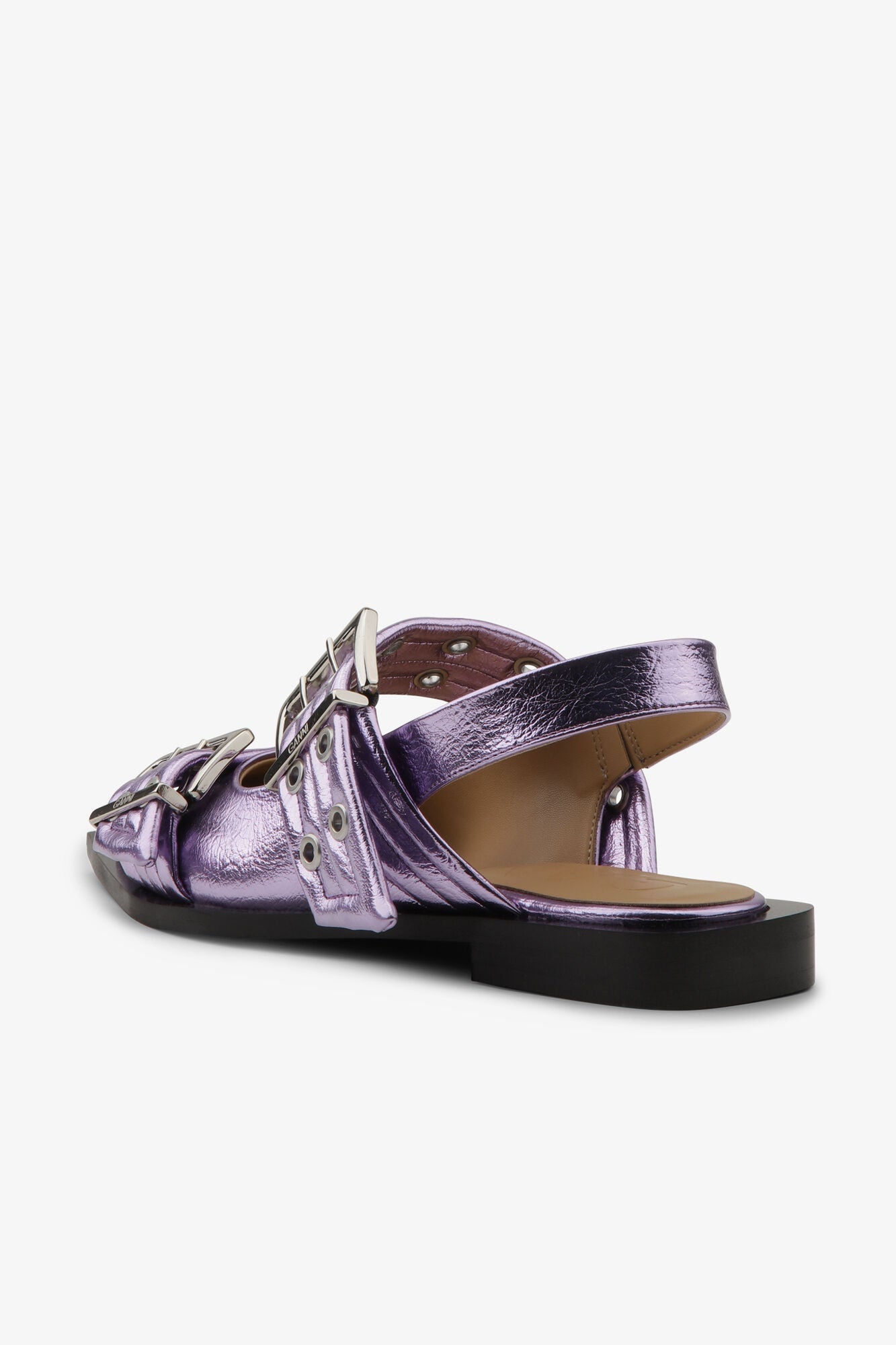 Metallic Feminine Buckle Ballerinas | Pink Lavender