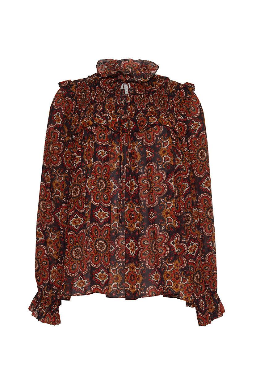 Michelle Blouse | Scarf Medallion Chai Tea