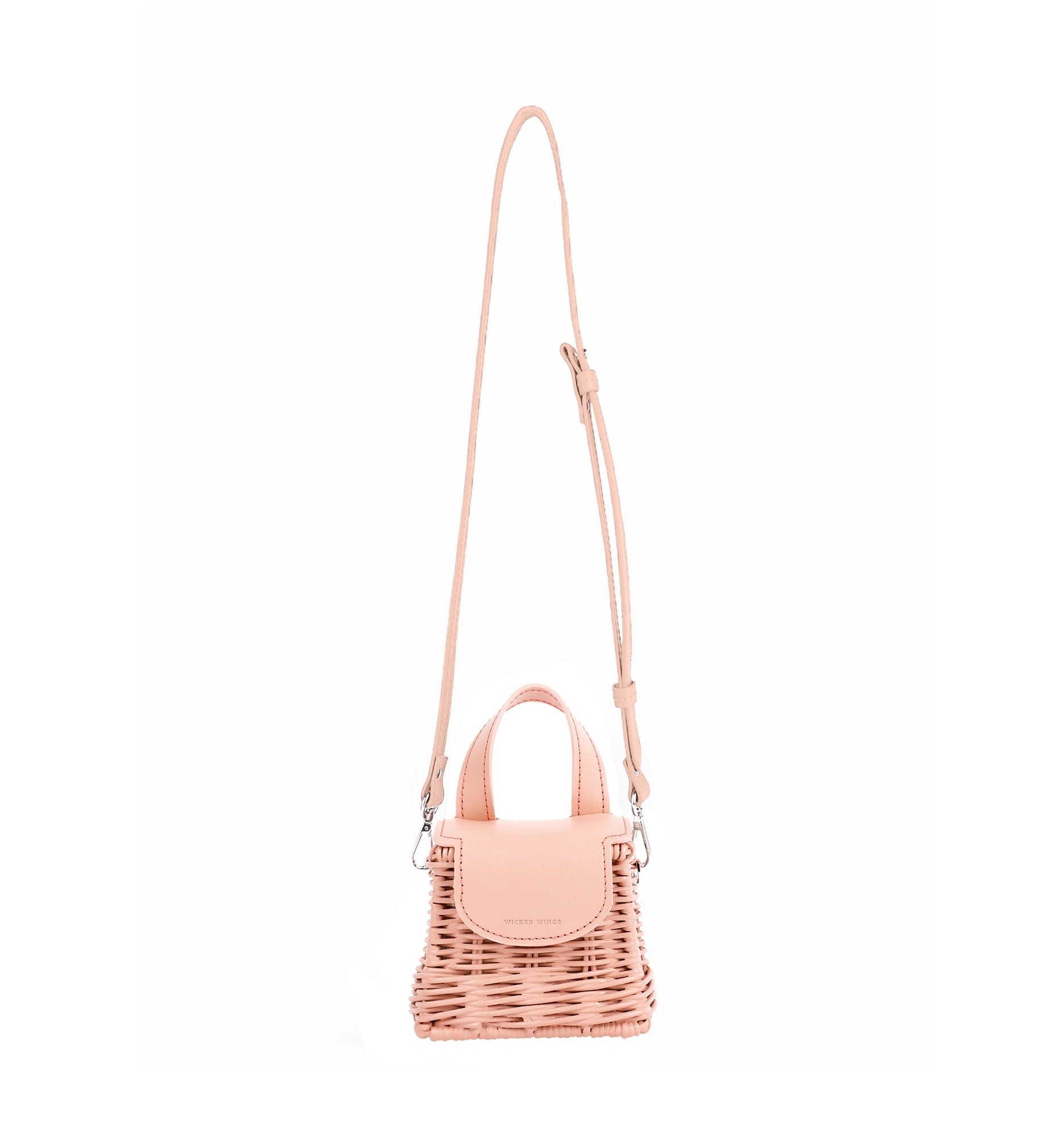 Micro Bag-Peach-Front-WickerWings-WickerHandbag-RattanBag-Handbag-Bag-BlackBag-ShoulderBagForWomen-BlackShoulder-Bag-StrawBag-EcoFriendlyPurses-BeachBag-HolidayBag-Purse-Tote-Satchel