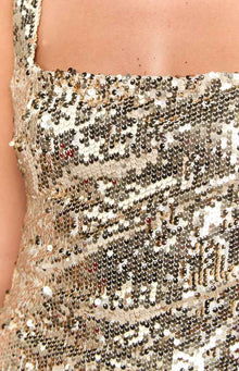Mirror Sequin Maxi Dress | Gold