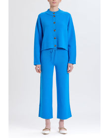 Mock Neck Cardigan | Cobalt