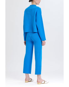 Mock Neck Cardigan | Cobalt