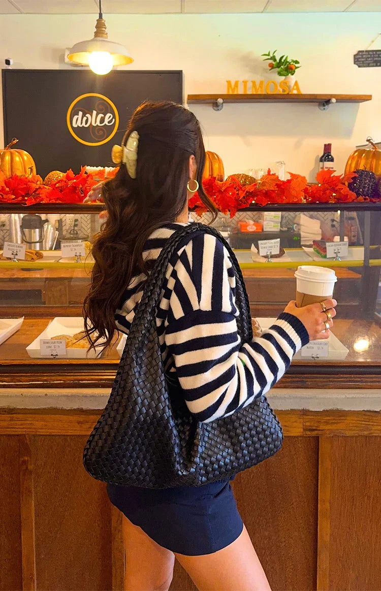 Mollie Knit Zip Sweater | Navy Stripe