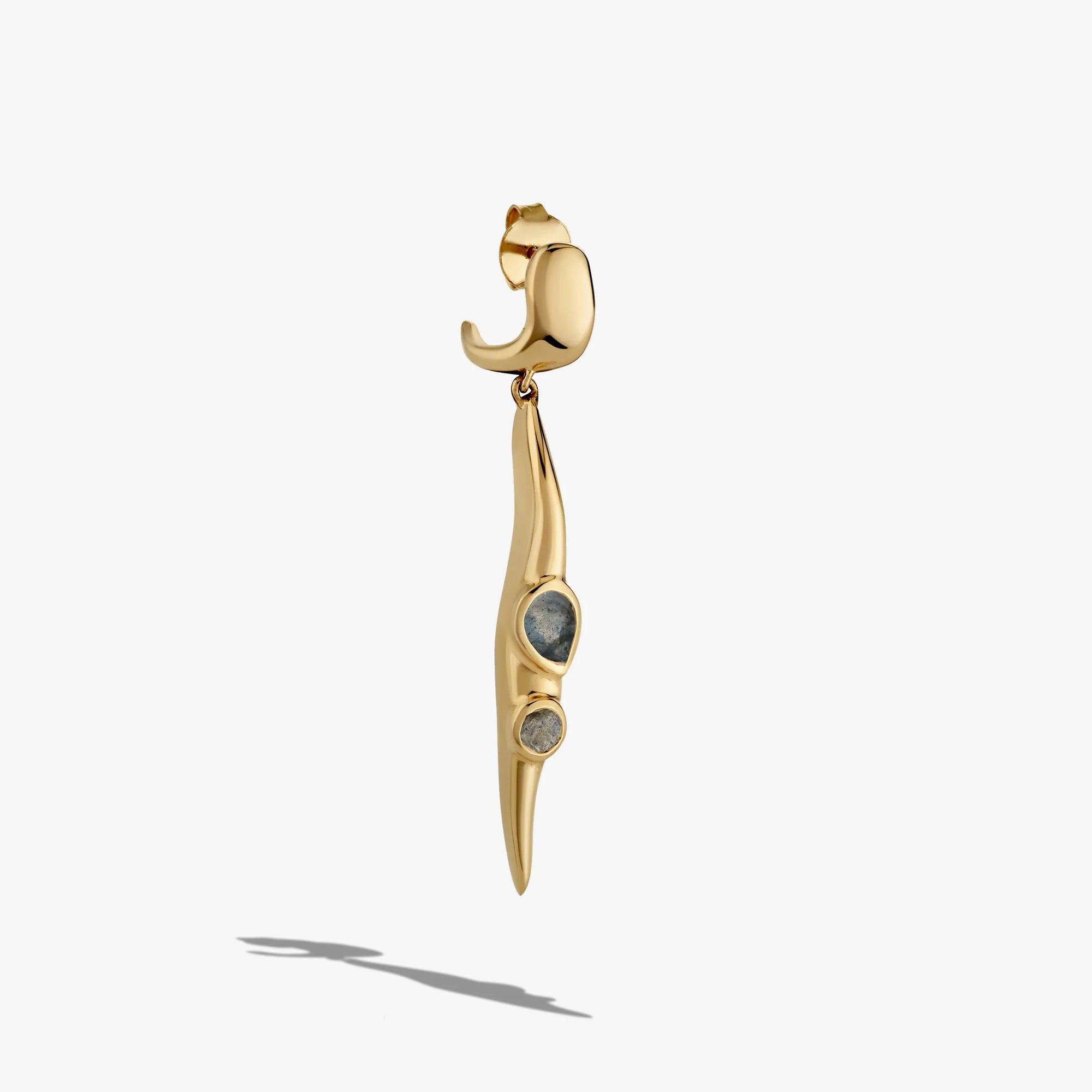 Awe Inspired Earrings 14K Gold Vermeil / Labradorite / Single Right [WIP] Molten Gemstone Drop Earrings