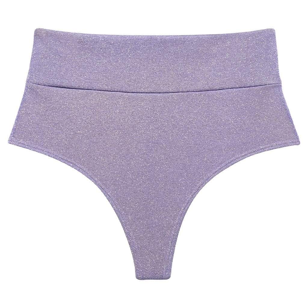 Added Coverage High Rise Bikini Bottom | Lilac Sparkle