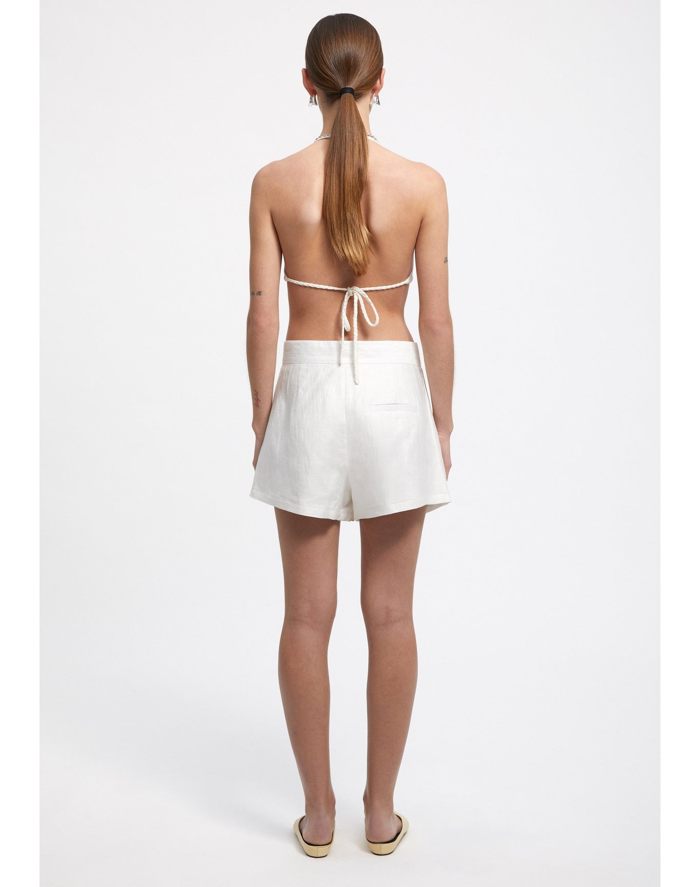 Muriel | High Waisted Shorts | White