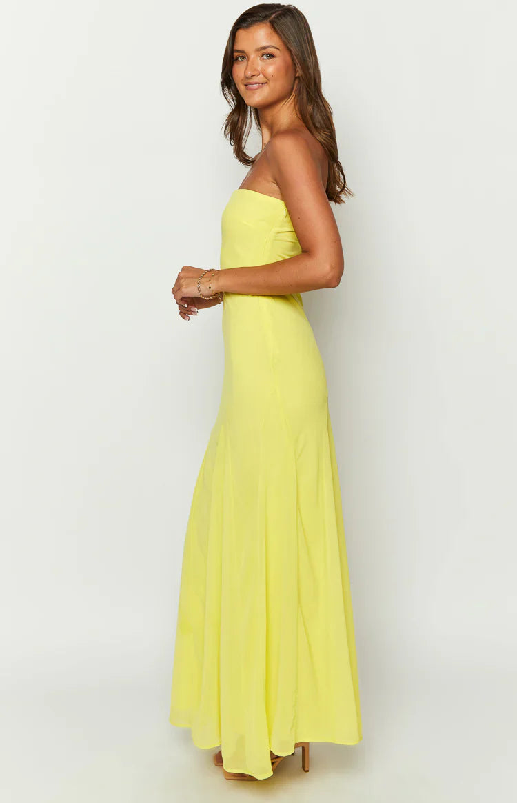 Myka Strapless Maxi Dress | Yellow