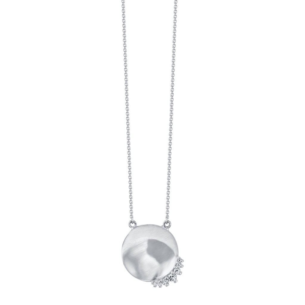 Women | Small Disco Diamond Pendant | 14k White Gold