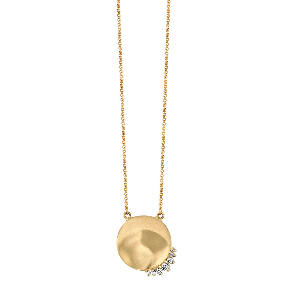 Women | Small Disco Diamond Pendant | 14k Yellow Gold