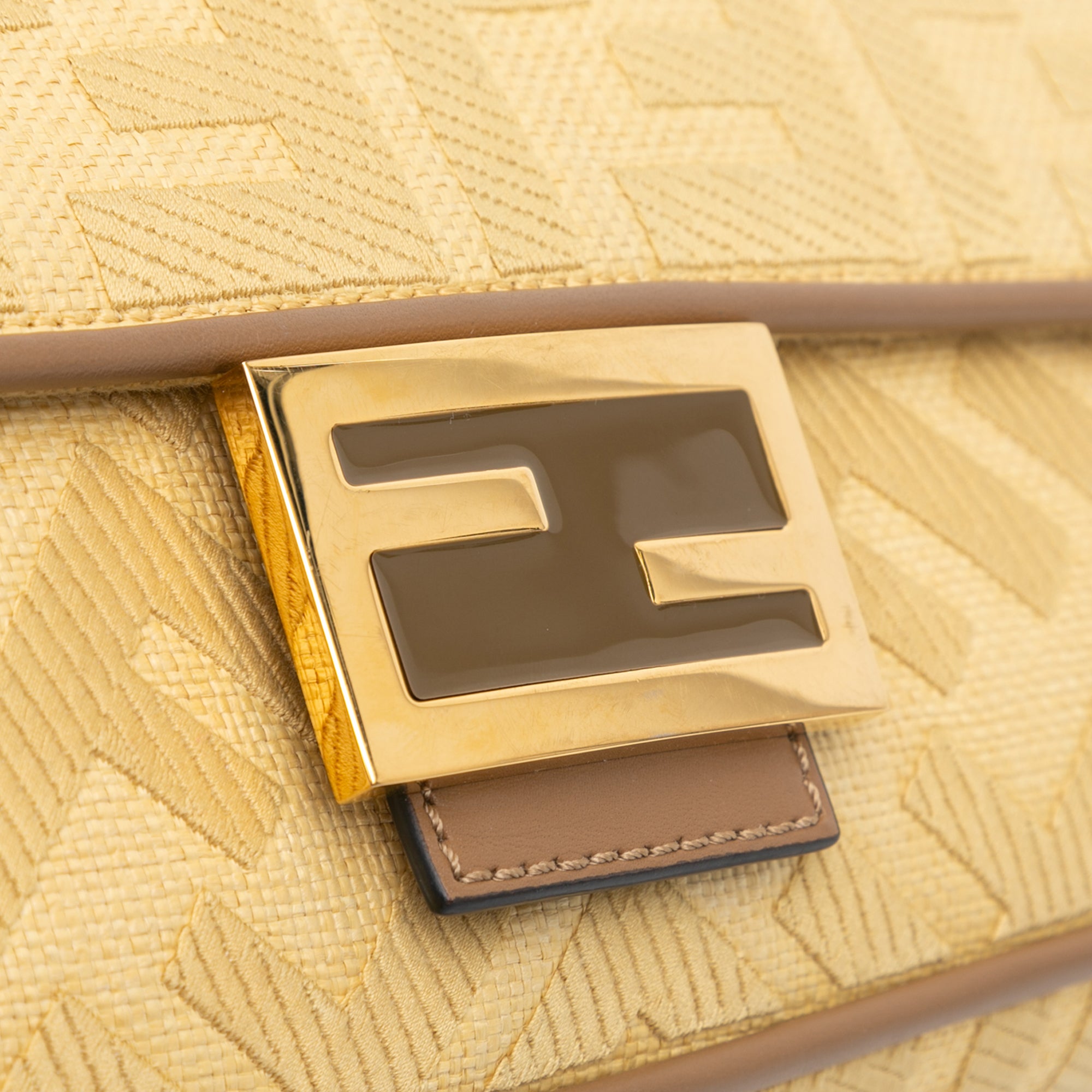 Fendi | Pre-Owned Zucca Embroidered Canvas Baguette Satchel | Yellow