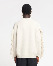 Julien Fringed Textured-Linen Sweatshirt | Natural/Black