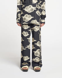 Brenda Printed Crepe Pants | Cloud Black/Creme