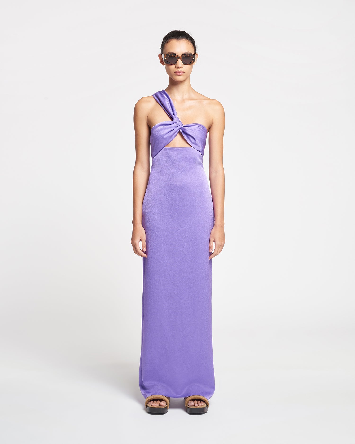 Maseco Twisted Crisp-Satin Maxi Dress | Iris