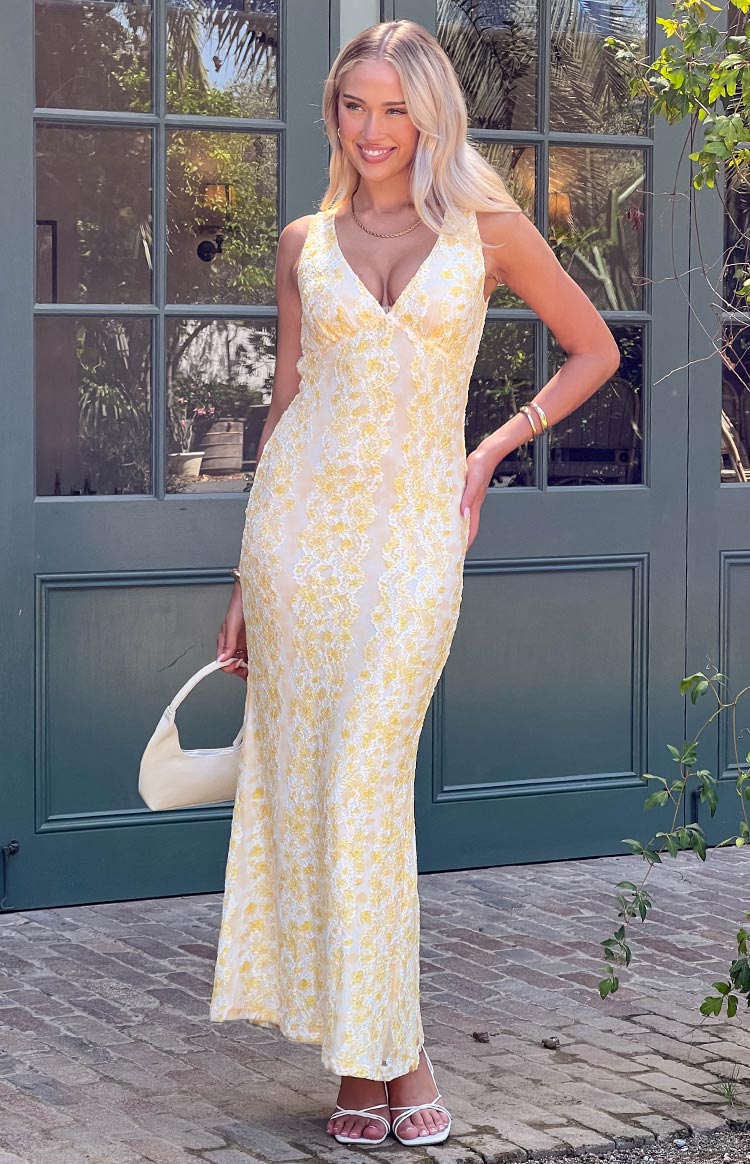 Farida Lace Maxi Dress | Yellow