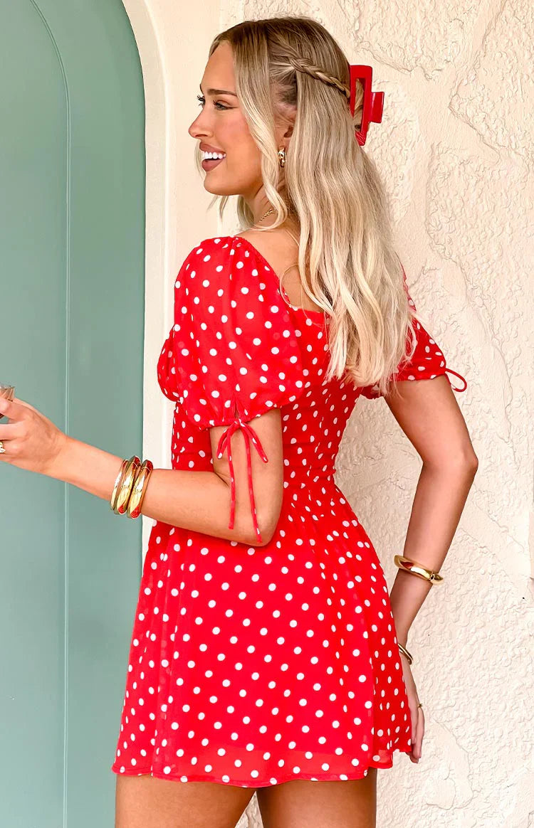 Danyal Mini Dress | Red Polka Dot