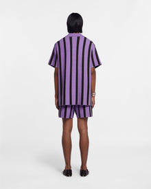 Walter Striped Terry-Knit Shorts | Stripe Dark Khaki Lilac