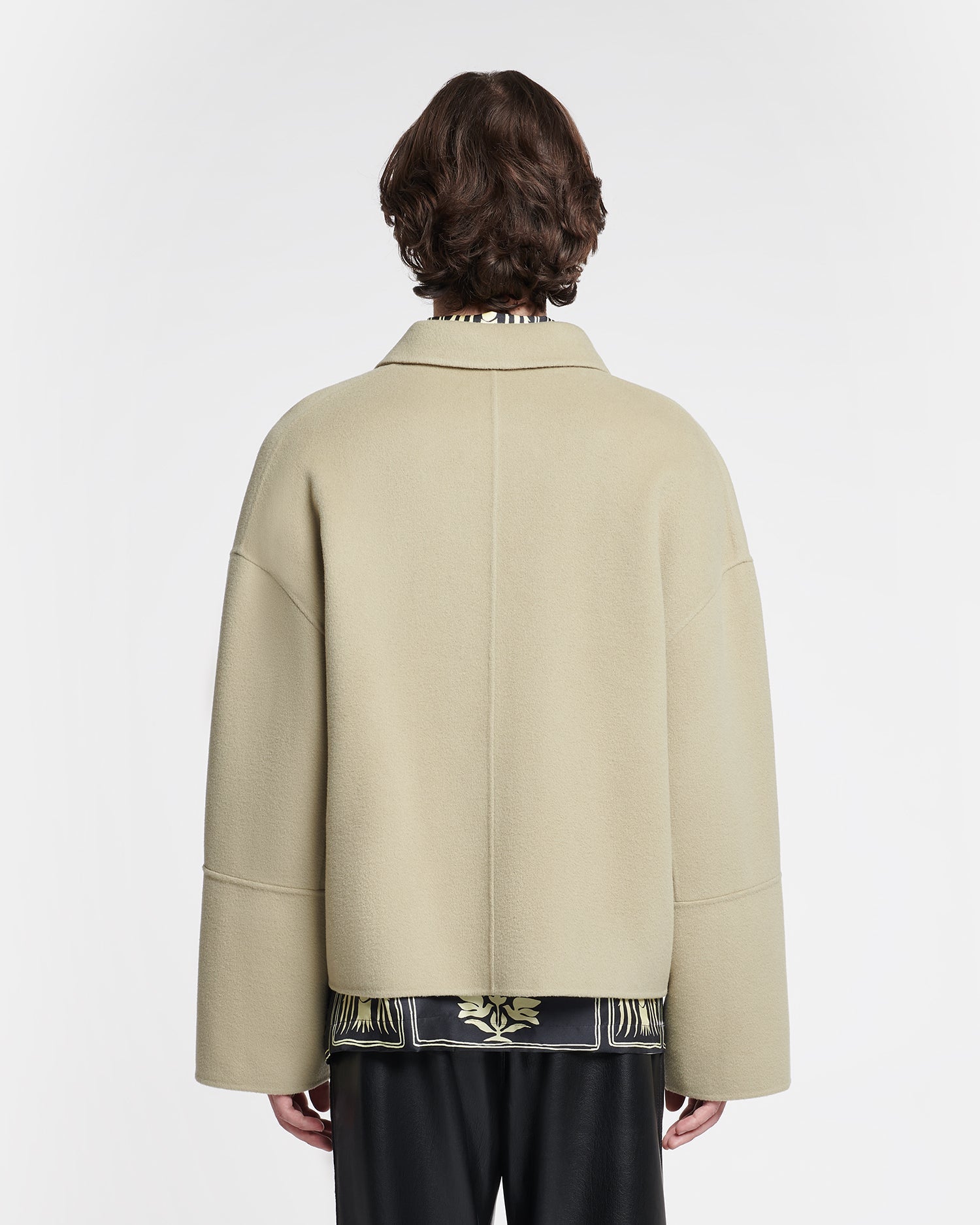 Marcin Double Wool And Silk Blend Jacket | Pale Olive