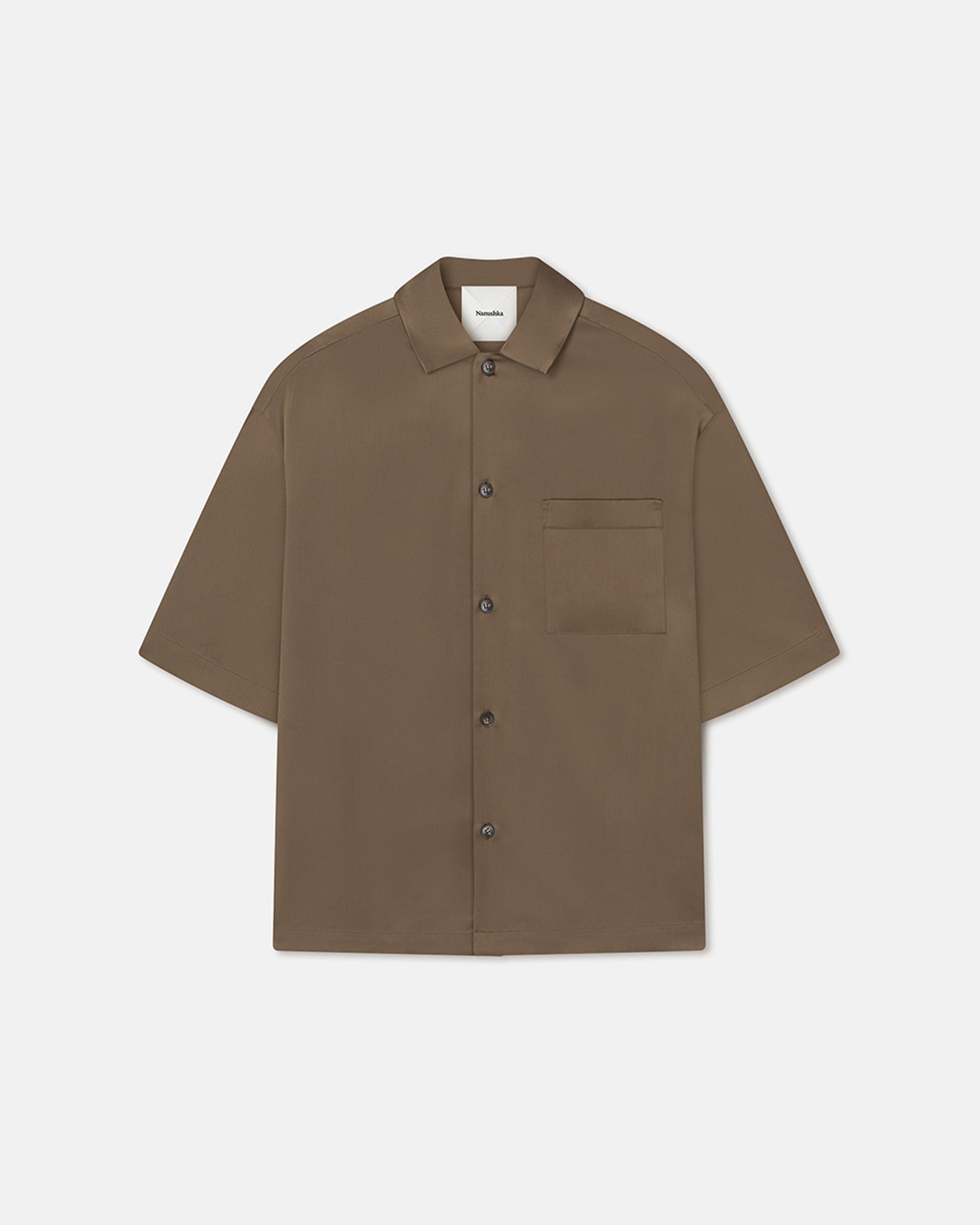 Caspian Slip Satin Shirt | Dark Khaki