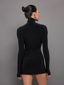 Norma Kamali | Long Sleeve Turtleneck Pickleball Dress | Black