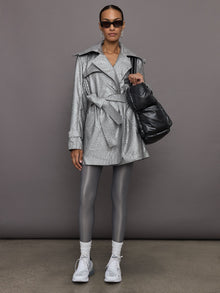 Norma Kamali | Double Breasted Trench Mini | Silver