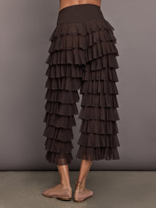 Norma Kamali | Wide Leg Ruffle Pant | Espresso