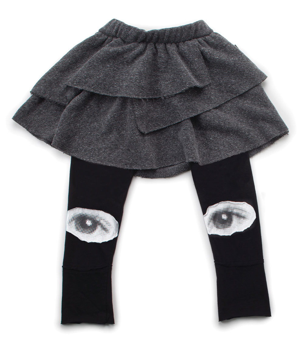 Kid | Leggings Skirt | Black x Grey