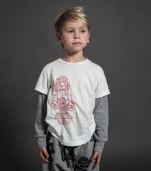 Kid | Tribal Dancers Shirt | White x Red