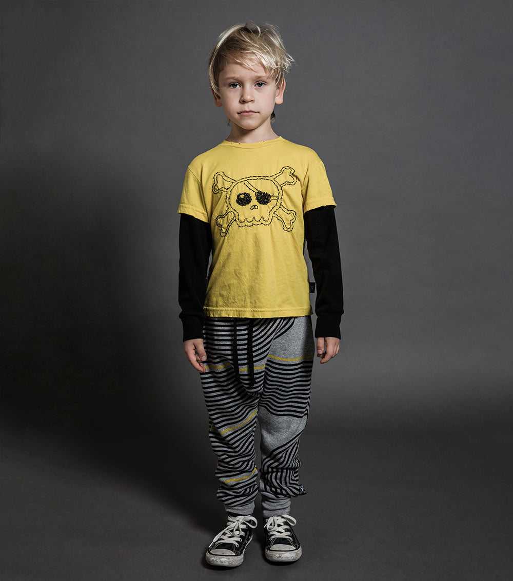 Kid | Embroidered Skull Shirt | Dusty Yellow