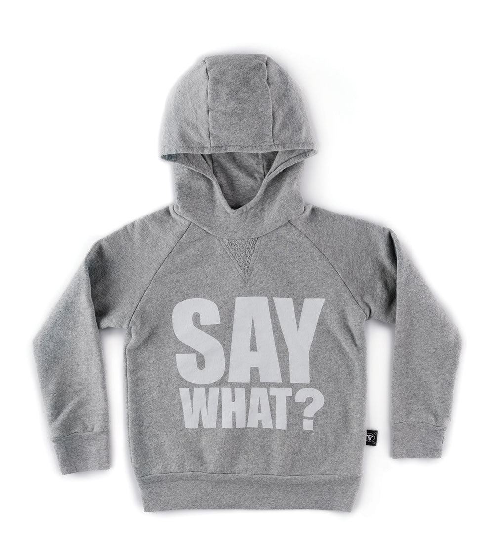Kid | Say What? Fluffy Hoodie | Heather Grey