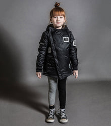 Kid | Knit Leggings | Black x Heather Grey
