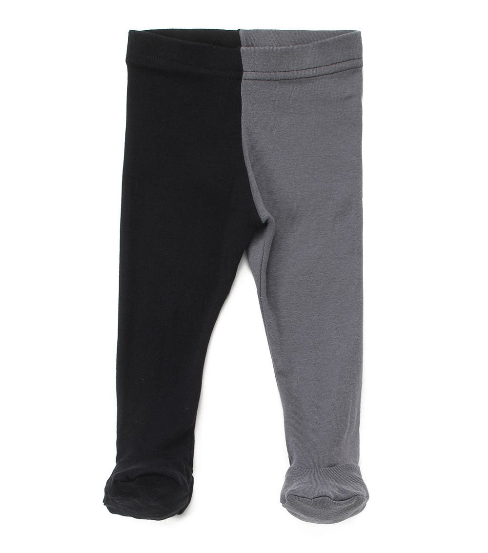 Newborn | Half & Half Footed Leggings | Black x Iron