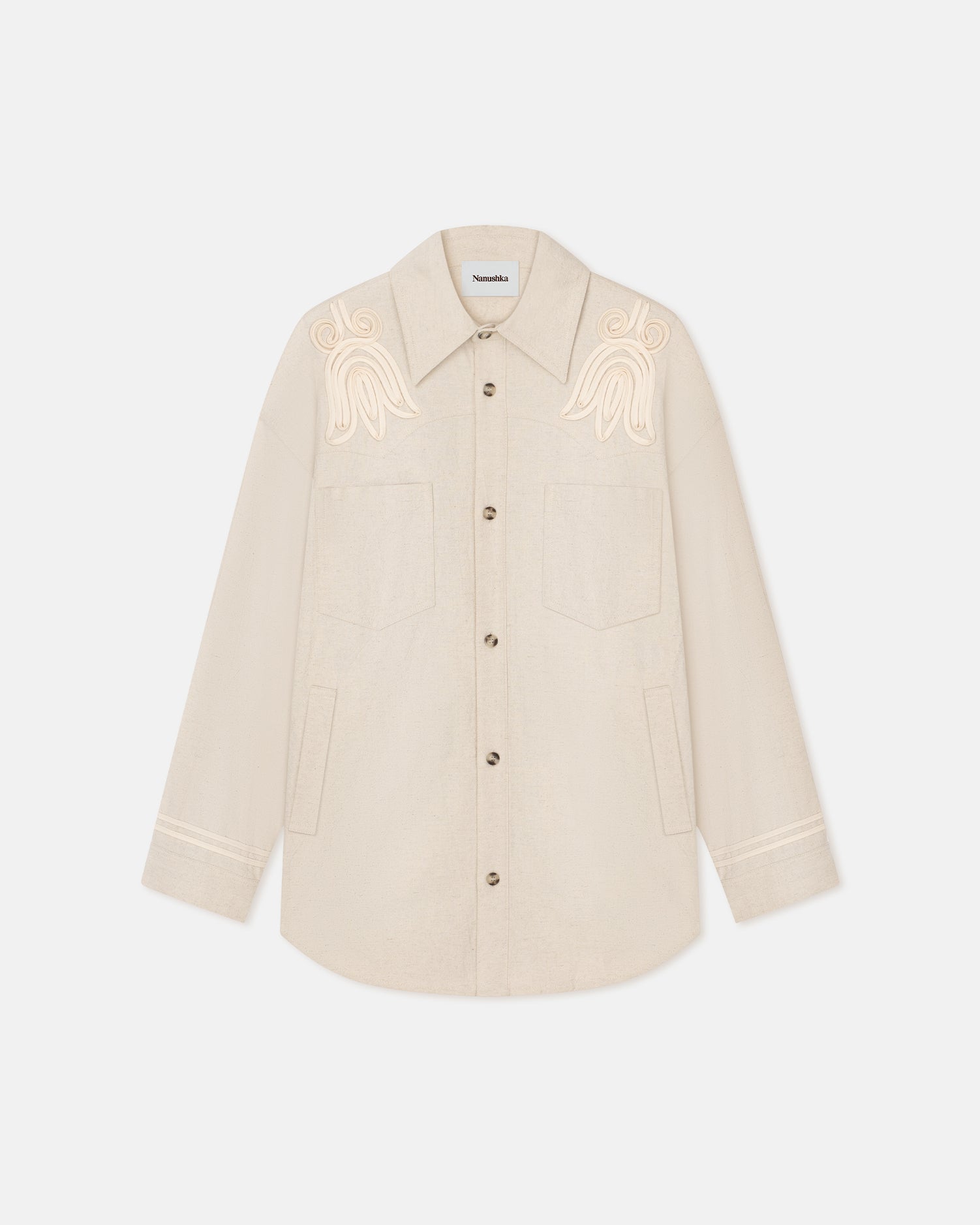 Marlas Embroidered Washed Canvas Jacket | Natural