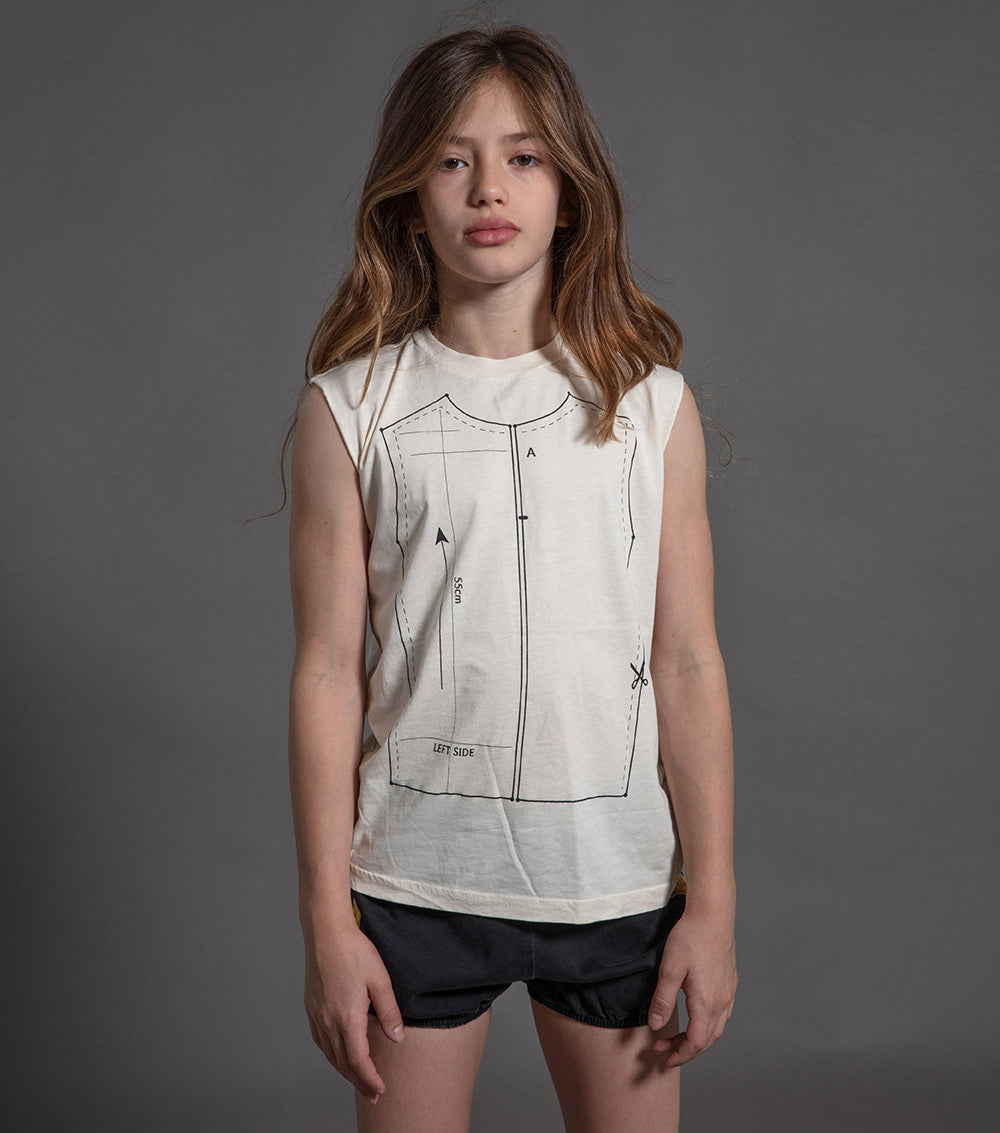 Kid | Sewing Pattern Sleeveless Shirt | Natural