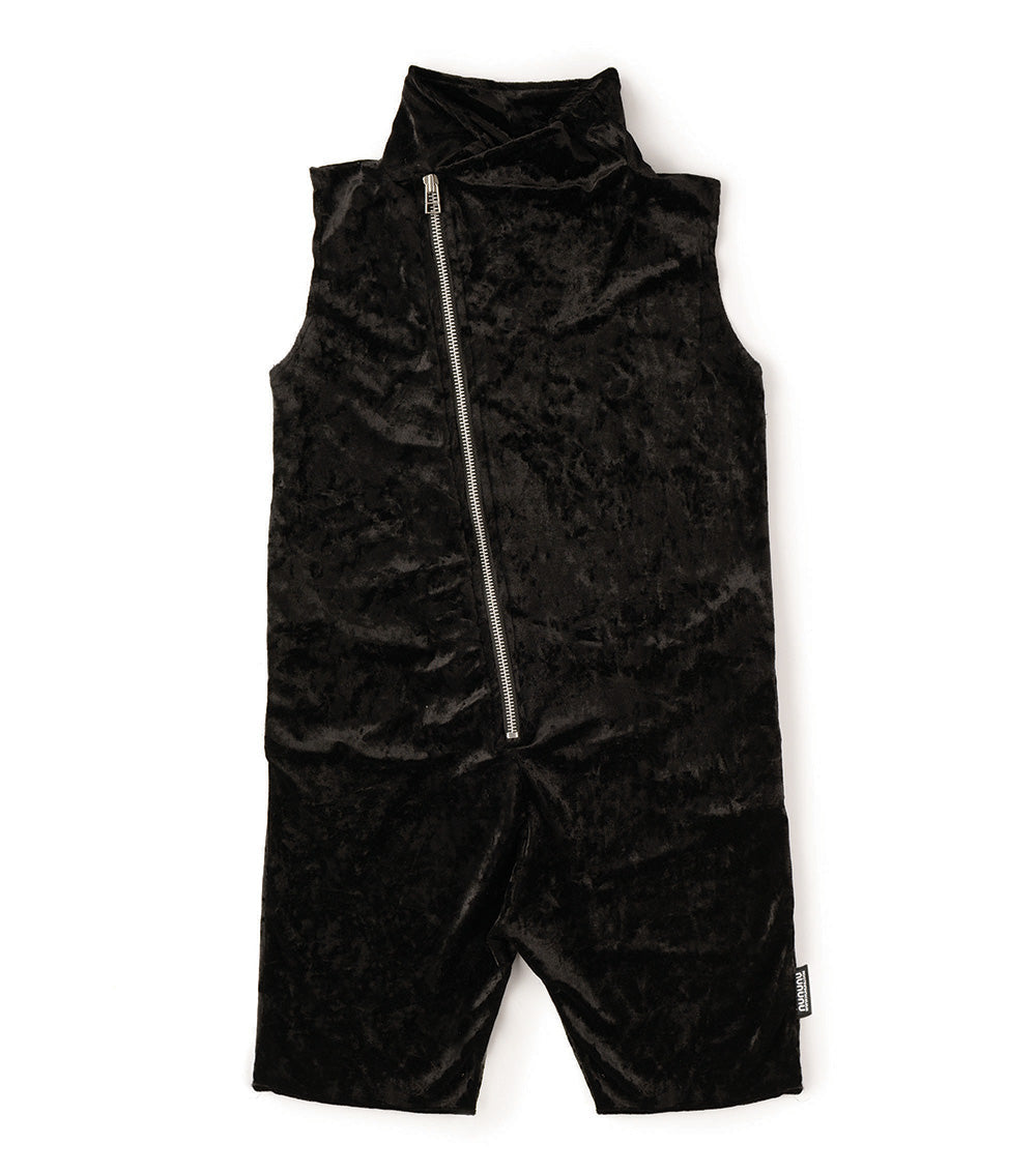 Kid | Velvet Zip Overall | Black