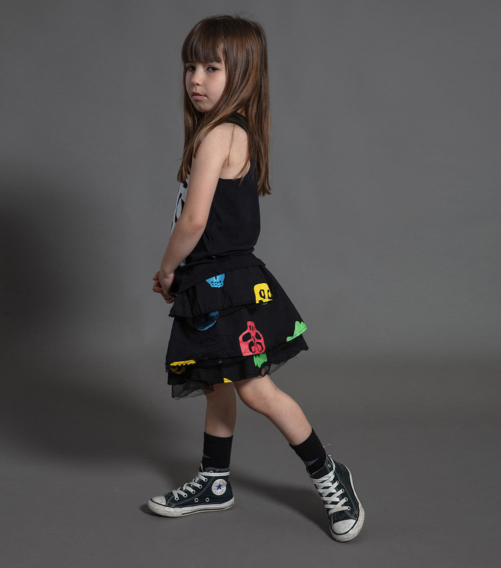 Kid | Rowdy Masks Voile Skirt | Colorful Black