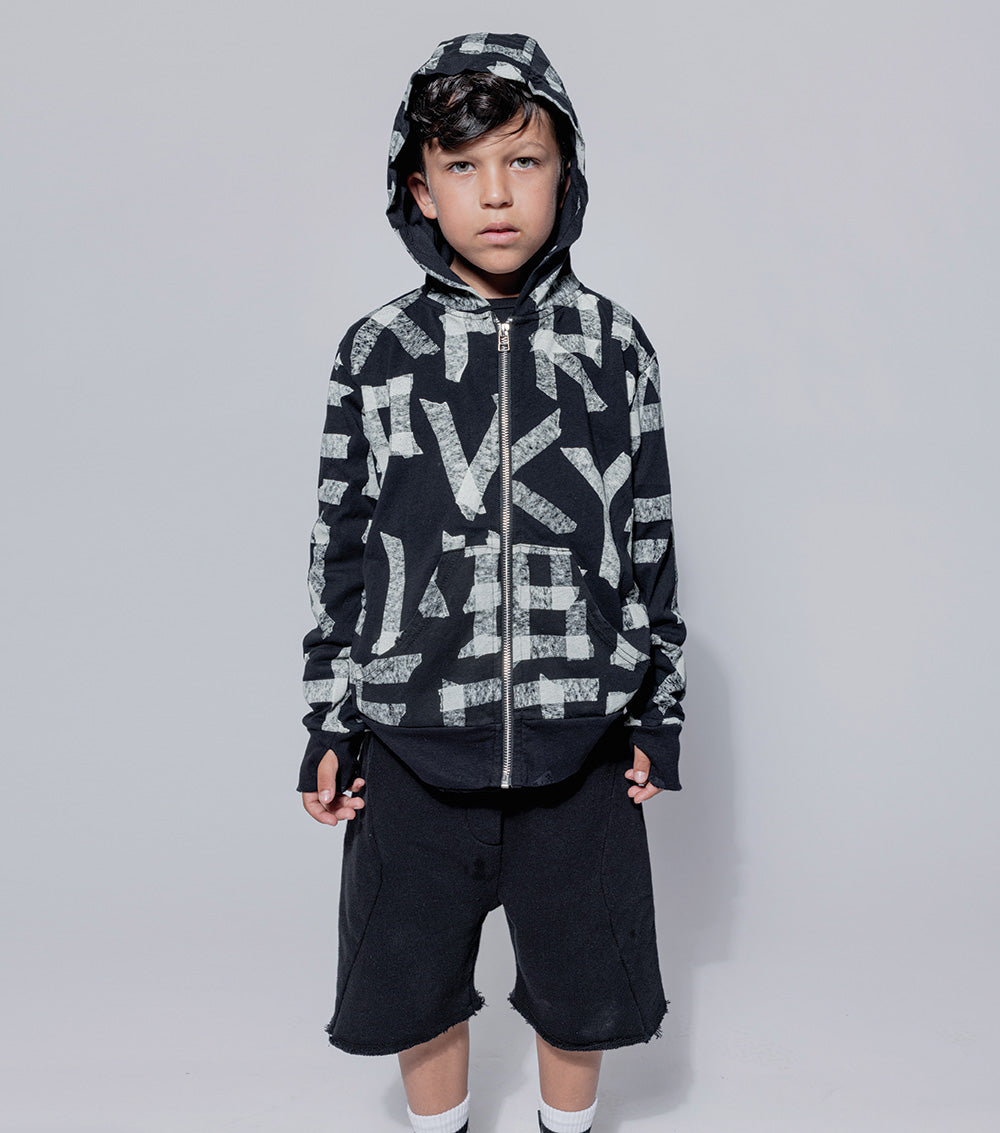 Kid | Masking Tape Light Zip Hoodie | Natural