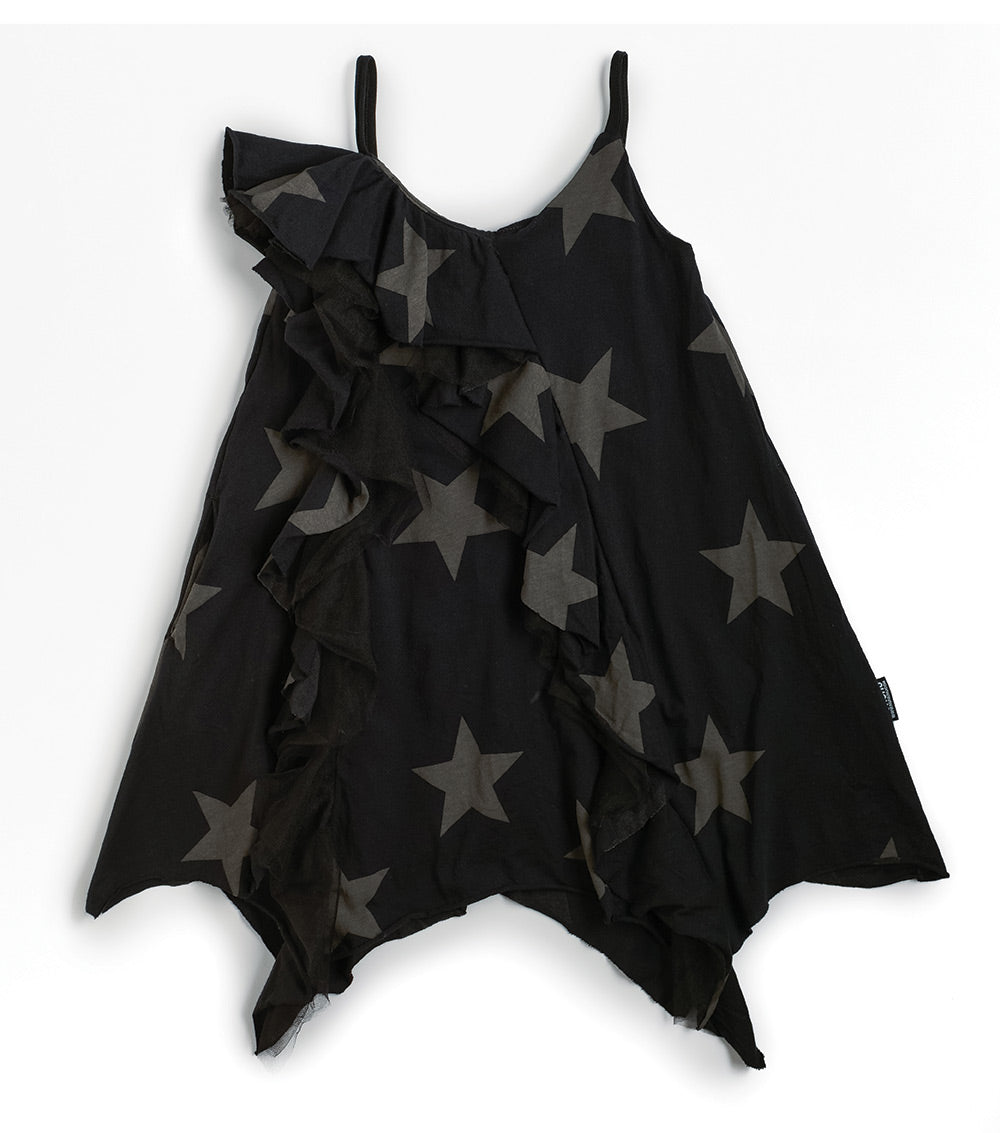 Kid | Star Ruffled Tank Dress | Black